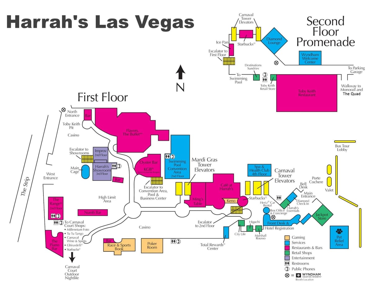 карта готелю harrah's в Лас-Вегасі